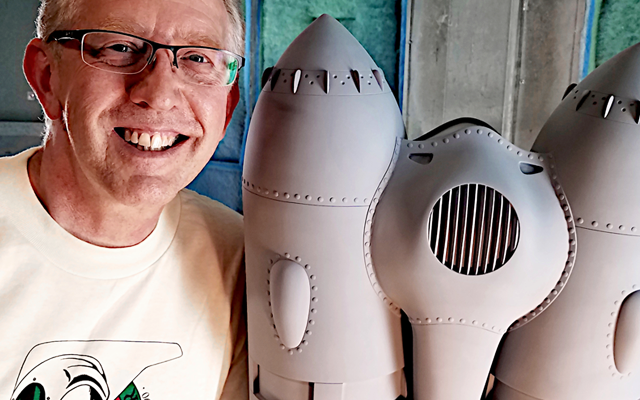 Photo of Michael Possert and rocket pack.