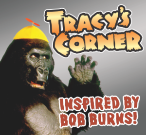 Tracy's Corner logo with photo of Tracy the Gorilla